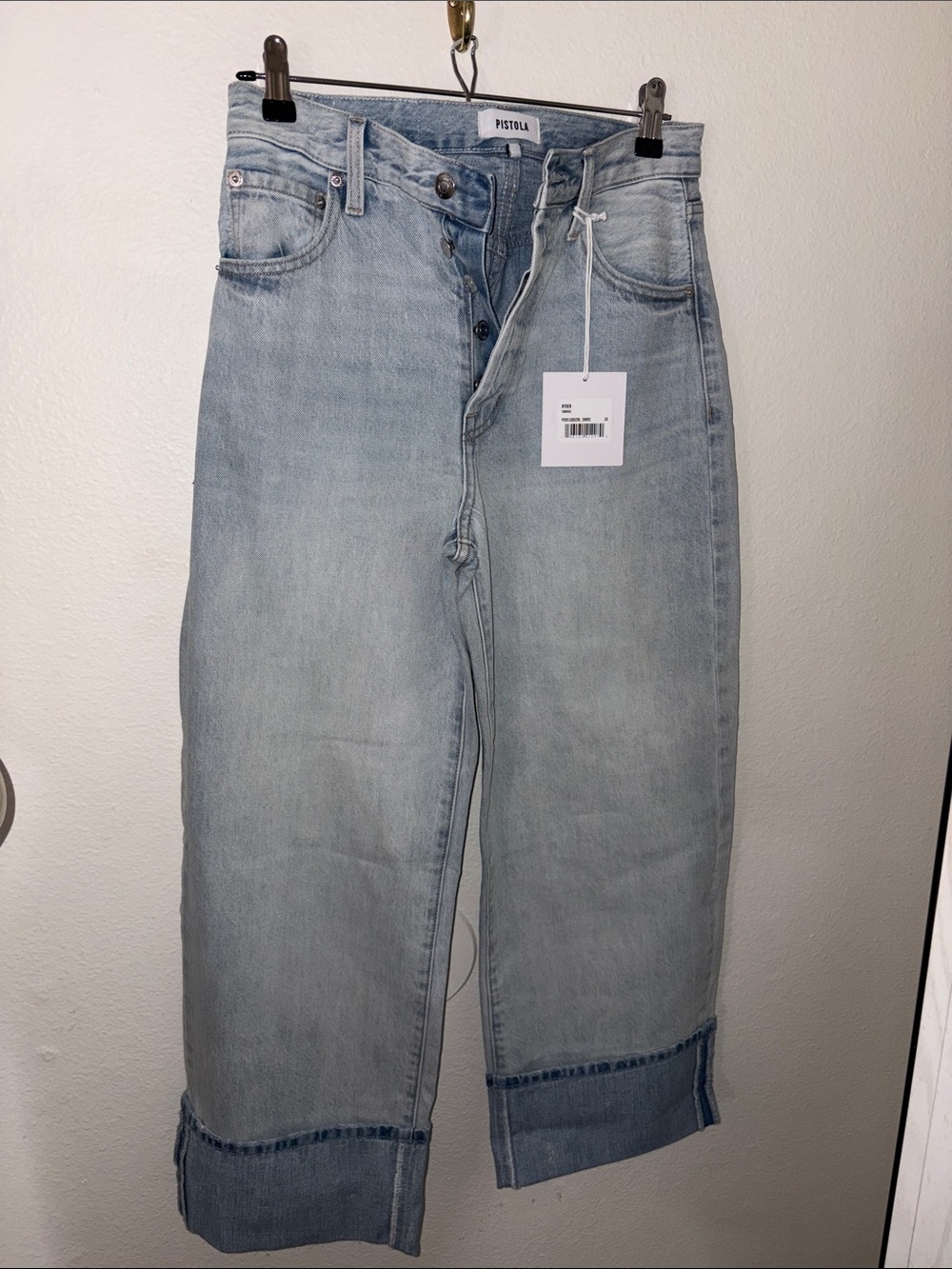 pistola Light Blue High-Rise Straight Crop Jeans
